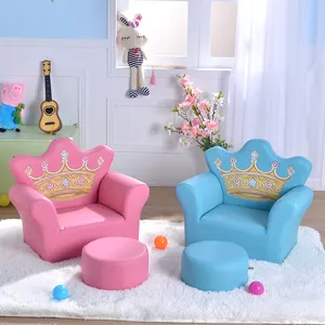 Imported Cheap Child Seat Crown Embroidery Cute Child Stool Dirt Resistant Baby Sofa Wholesale Kids Furnitureset