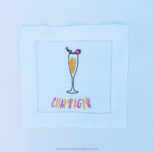 Monogrammed Cocktail Napkin, Lastest Design Embroidered Linen Cocktail Napkin - Product Image 5