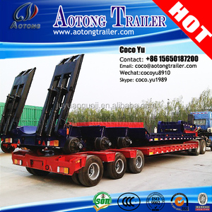 AOTONG hydraulique lit bas semi-remorque, pelle <span class=keywords><strong>grue</strong></span> <span class=keywords><strong>transport</strong></span> plate-forme basse remorque camion - Product Image 2