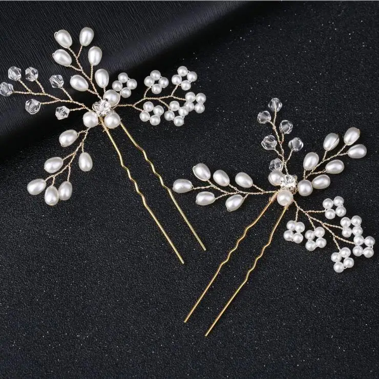 Venta al por mayor de moda de perla de cristal pelo clip boda flor horquillas de novia de pelo, accesorios del pelo para las mujeres