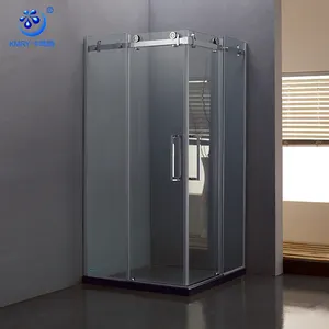 KMRY entegre 304 paslanmaz çelik kare çift sürgülü cam kapi duş kabini odası muhafaza tekerlek ile