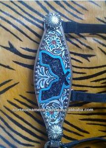 Best Quality Durable Western Leather Halter Fancy <b>Bling</b> Bronc High Quality Head Collars Assorted Classic Western Saddle Riding - Product Image 3