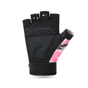 <span class=keywords><strong>Guanti</strong></span> da ginnastica donna senza dita per allenamento con <span class=keywords><strong>Bodybuilding</strong></span> rosa mimetico di Design personalizzato - Product Image 3