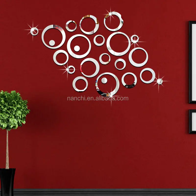 3D Ring Circle Mirror Removable Acrylic Wall Stickers Home Decoration Bedroom Living Room Bathroom Wall Paper Decals Christmas