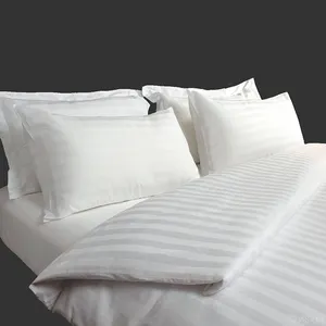 Factory Cotton Hotel Bed Sheet Queen Size 3cm Stripe 5 Star Hotel Duvet Cover Set Linen