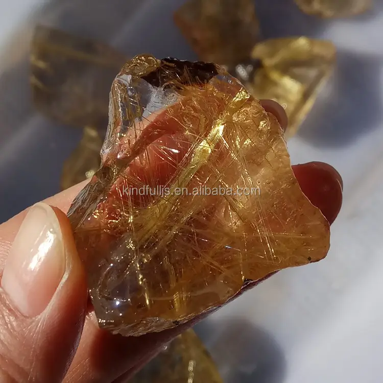Gem stone Manufacturer Natural Gold Rutilated Quartz Rough Stone