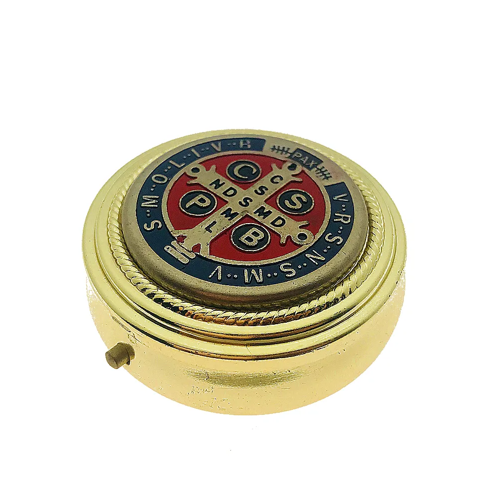 Round Shape Monthly Large Metal Pill Box For Tablet Medicine Storage