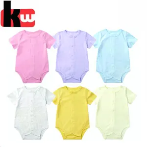 Custom Deisng Baby Clothes Baby 100% Cotton Body Suit Infant Toddlers Rompers Solid Color