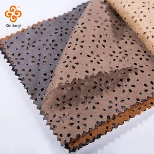 Hollow faux 100 polyester suede fabric for bag and sofa