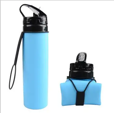 Portable Foldable Expandable Silicone Water Bottle Leak Proof Silicone for Outdoor Sport water bottle