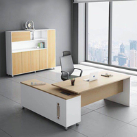 Meubles de bureau en bois MFC modernes en forme de L, bureau de direction, bureau de direction, comptoir d'angle, table de travail avec ensemble