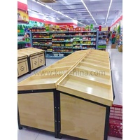 Licht Duty Enkelzijdig Fruit En Groente Display Rack Supermarkt-Kwaliteit Spiegel Hout Rack Voor Gebruik In De Supermarkt