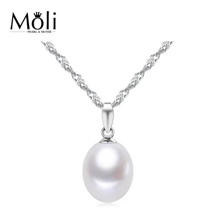 Offre Spéciale 9-10mm unique pendentif perle en forme d'oeuf de goutte de larme blanche de culture d'eau douce