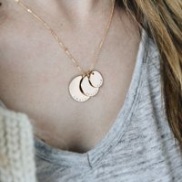 Sapphire — bijoux simples en or 14 K, pendentif avec lettres nom, Double face, disque, breloque pour femmes, type de bijoux Initial, vente en gros