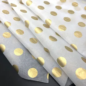 17グラムAcid Free White Tissue PaperとGold Circle Printed Logo Wrapping Paper/MF酸自由ティッシュペーパー