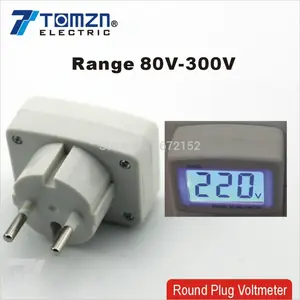 LCD AC Digitale Voltage meter Voltmeter 80-300 V Schakelaar EURO 2 Ronde Plug Volt Power Monitor AC Panel meter blauw back light