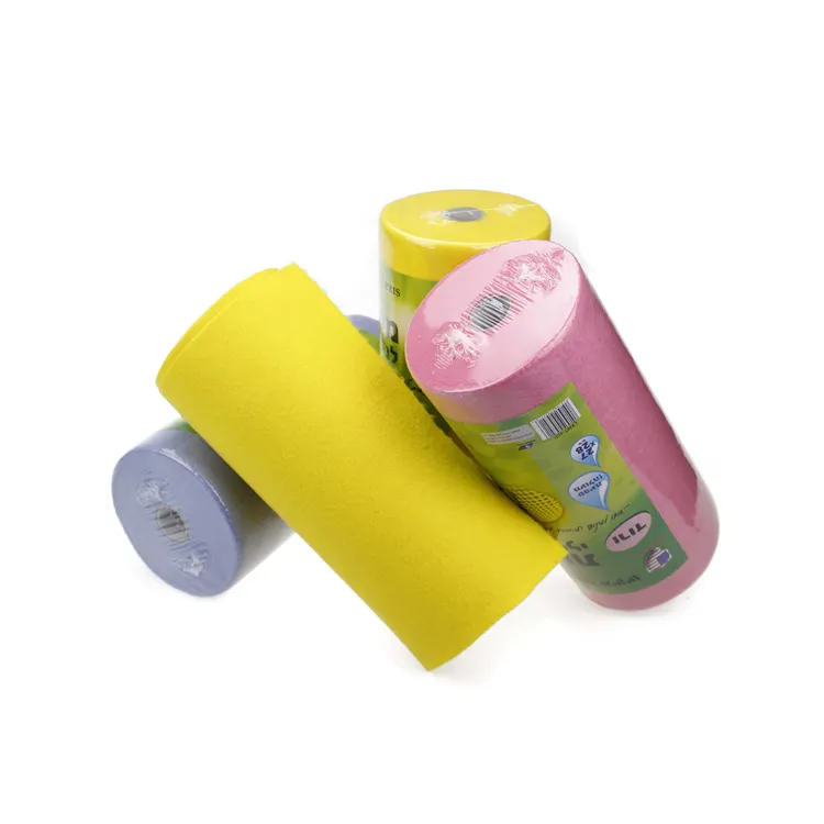 needle punched non-woven fabric disposable cleaning cloth for floor in perforated roll, good absorbent and cheaper