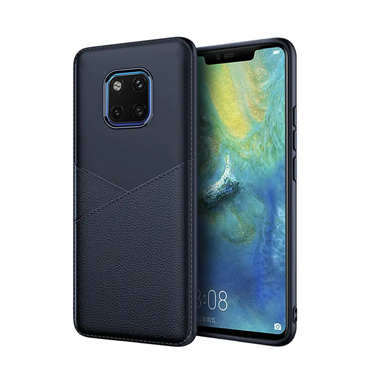 2019 High Quality Plain Soft Tpu Durable Leather Card Slot Shockproof Mobile Phone Case Cover For Huawei Mate 20 Pro