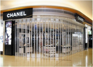 Grille de sécurité en aluminium PVC coulissante commerciale en accordéon Porte pliante en polycarbonate transparent pour l'entrée du magasin - Product Image 3