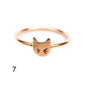 Oro, argento, oro rosa anello di testa simpatico gatto