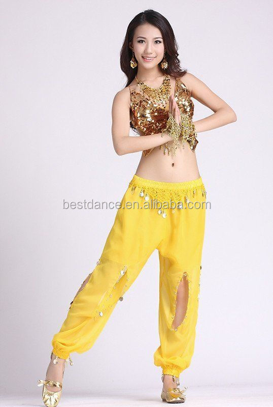 HULIJA 3PCS Costume Danse Orientale Enfants Filles - Paillettes Robe Danse Du Ventre Bollywood Crop Top, Pantalon & Ceinture