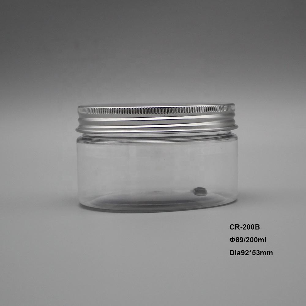 Pot transparent + couvercle en aluminium argenté