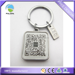 LLavero de código QR personalizado con impresión de círculo en blanco cepillado de Metal - Product Image 6