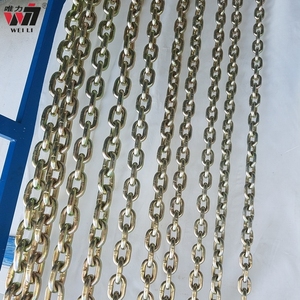 Hot-dip galvanisé jaune fer chromaté métal boucle sans soudure T80 Grade70 9mm palan transport de levage chaîne liant - Product Image 1