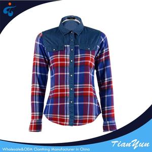 Mejor venta profesional agradable ecológico blusas a cuadros de moda de la señora - Product Image 1