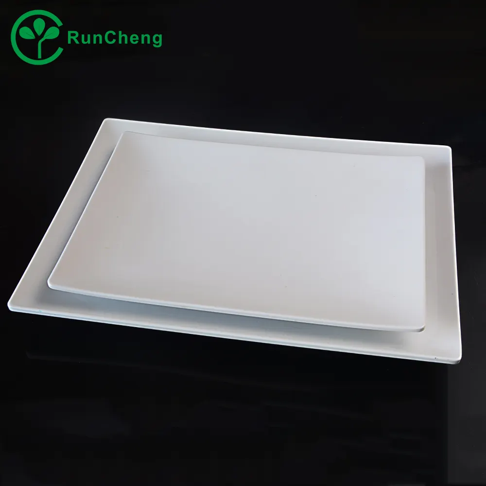 Rectangular shape melmac plates for hotel and banquet ,daily use white melamine dinner plates