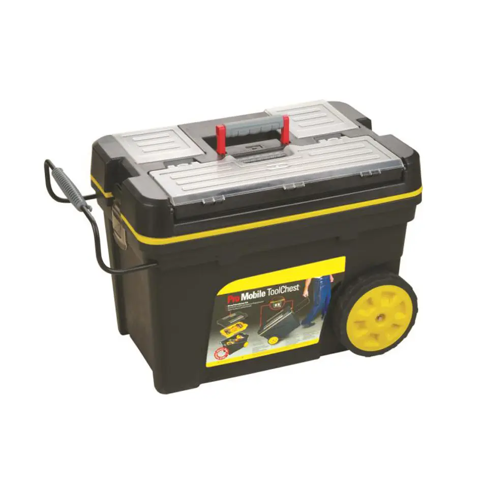 Handle and wheels portable outdoor plastic tool box