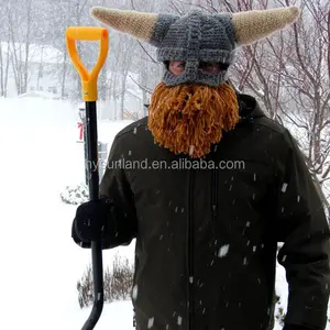 W-179 chapeau de casque viking au crochet fait à la main pour masque de ski d'hiver