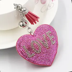 Cute Crystal Rhinestone Ladybug Key chain Sparkling Key Ring Rhinestones Purse Pendant Handbag Charm