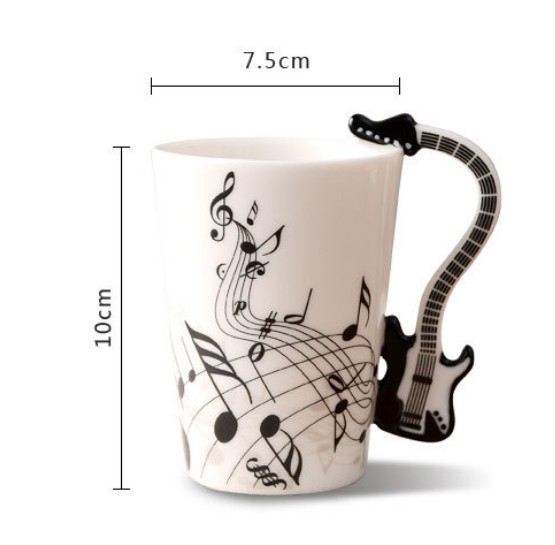 Zogift guitarra hecha a mano musical taza de café de cerámica, tazas personalizadas - Product Image 2