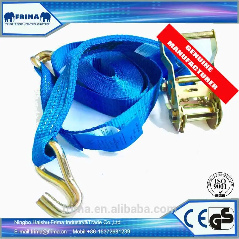 35mm/6m/2Ton Polyester Heavy Duty Lashing Ratchet Tie Down Webbing Strap with 2pcs double J hooks