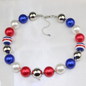 Los niños de EE. UU. El Día Nacional de regalo 16mm <span class=keywords><strong>Bubblegum</strong></span> grueso redondo acrílico cordón collar - Product Image 2
