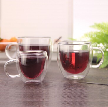 Clear Double Wall Glass Coffee Cup Beer Tea Mug Custom Printing Logo Glass Cups With Handle