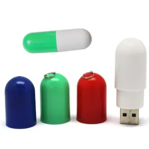 Custom Brand Logo Plastic Capsule USB Flash Drive Pill Shape Pen Drive Memory Flash USB for Doctor and Nurse Gift