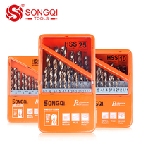 SONGQI Jeu de 13/19/25 forets hélicoïdaux HSS M35 pour percer l'acier inoxydable dans une boîte en fer