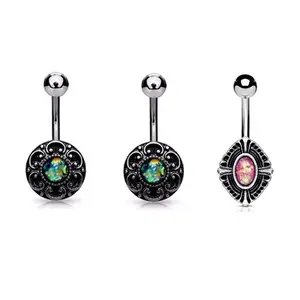 Vintage Large Opal Tribal Style Earth Planet Belly Button Rings Piercing Free Sample