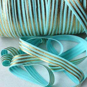15mm 5/8 "altın çizgili baskılı kafa bandı için elastik şerit FOE üzerinde kat - Product Image 4