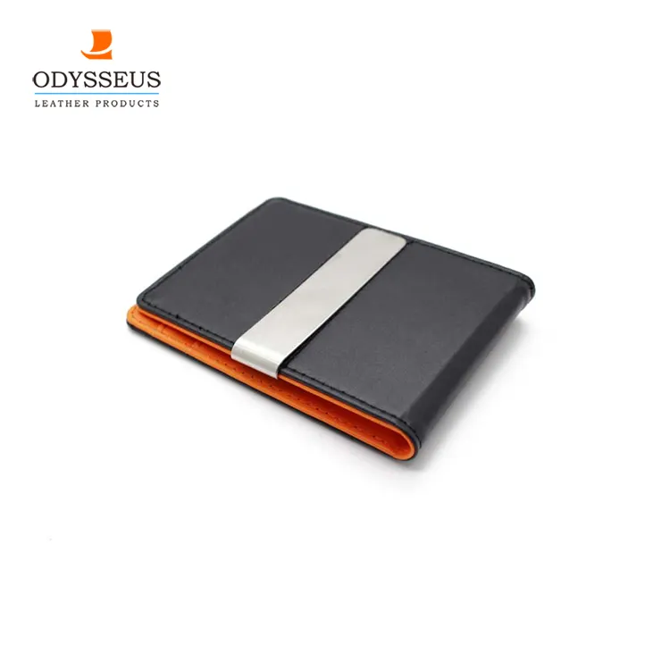 Custom RFID Blocking Men Leather Money Clip Wallet With Credit