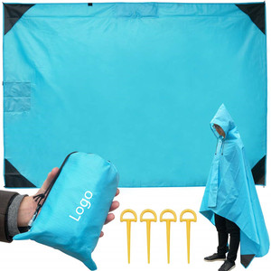 WOQI Tapis de pique-nique extérieur compact résistant au sable Poncho de pluie Grande couverture imperméable Couverture de sol Couverture de poche - Product Image 2