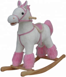 78*28*68cm SEDEX Audit nuova moda <span class=keywords><strong>bianco</strong></span> e rosa peluche <span class=keywords><strong>cavallo</strong></span> a dondolo con criniera intorno alla caviglia - Product Image 1