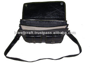 Vintage Striped <b>Tablet</b> Cross Shoulder Genuine Leather <b>Bag</b> - Product Image 6