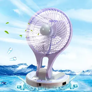 LED Verlichting Mini Fan Draagbare Thuiskantoor Cooling Tafel Ventilator Met 2200mA Batterij Opladen