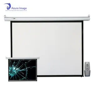 Wall Mounted Electric Projection Screen 150 Inch LED Strip Video Screen Format 4:3 Glass Fiber Fabric