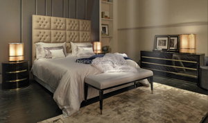 Ultimo Design di <span class=keywords><strong>Letto</strong></span> <span class=keywords><strong>Matrimoniale</strong></span> per Camera da <span class=keywords><strong>Letto</strong></span> con Testiera in Velluto / <span class=keywords><strong>Letto</strong></span> <span class=keywords><strong>Matrimoniale</strong></span> di Lusso Moderno per Hotel a Cinque Stelle MOQ 1 Pezzo - Product Image 2