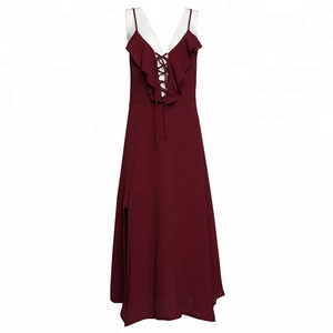 Correa de baile de Borgoña de noche largo vestido de fiesta Sexy Club porno vestido de 2018 - Product Image 1