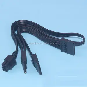 PCI-E 6Pin 男至 3 SATA 15 针母电源分配器电缆